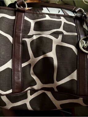 Michael Kors Brown & Cream Giraffe-Print Duffel Bag
